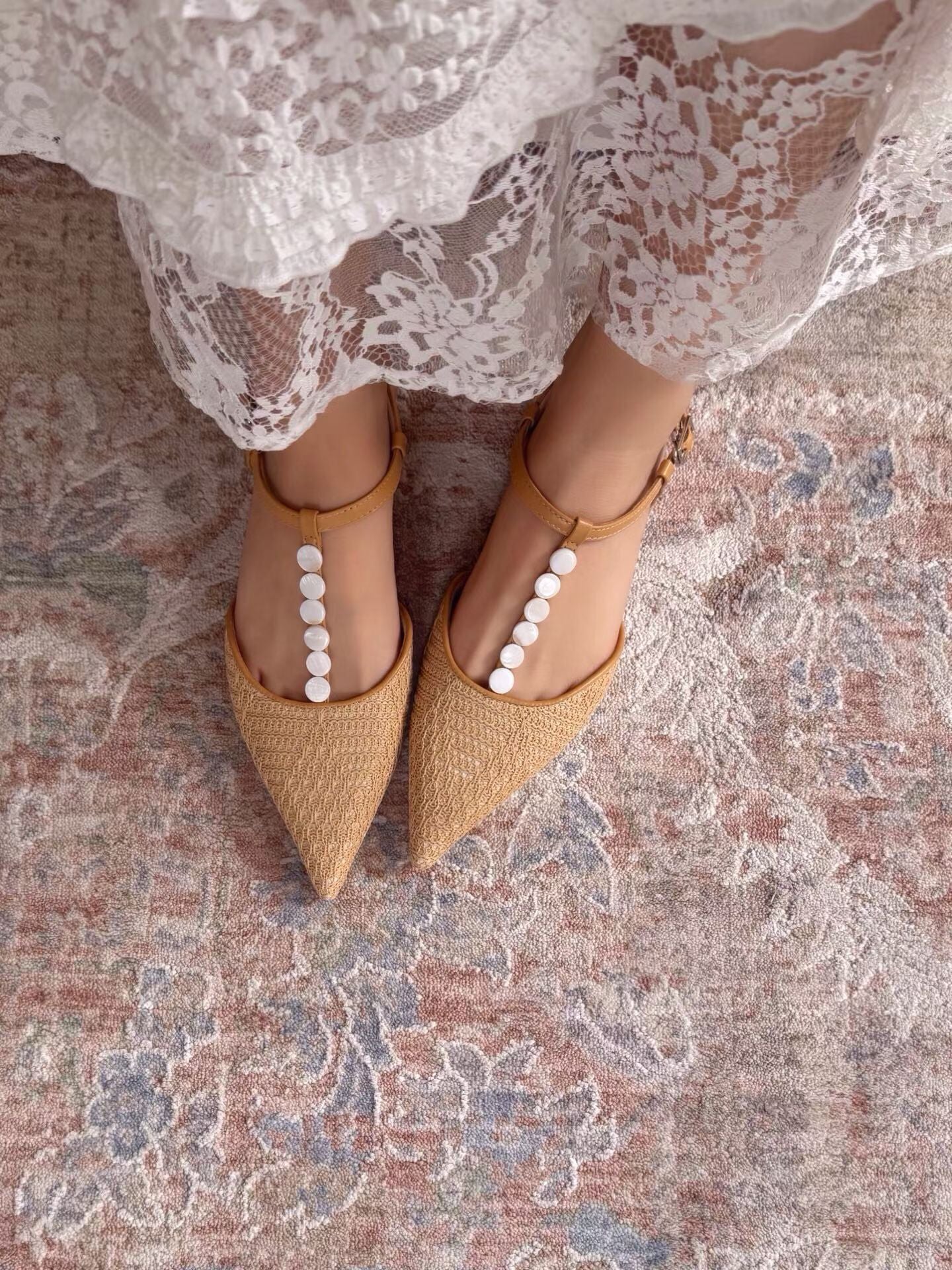Ocean Pearl Slingback Heels ST803