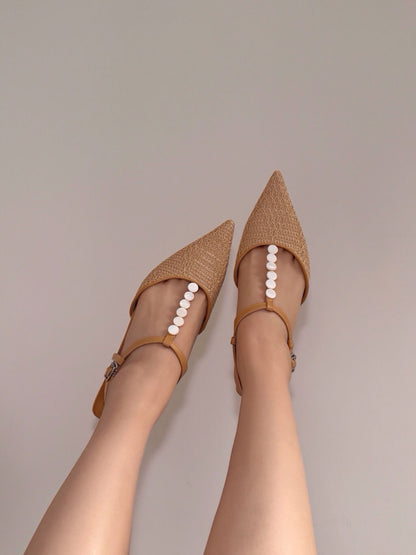 Ocean Pearl Slingback Heels ST803