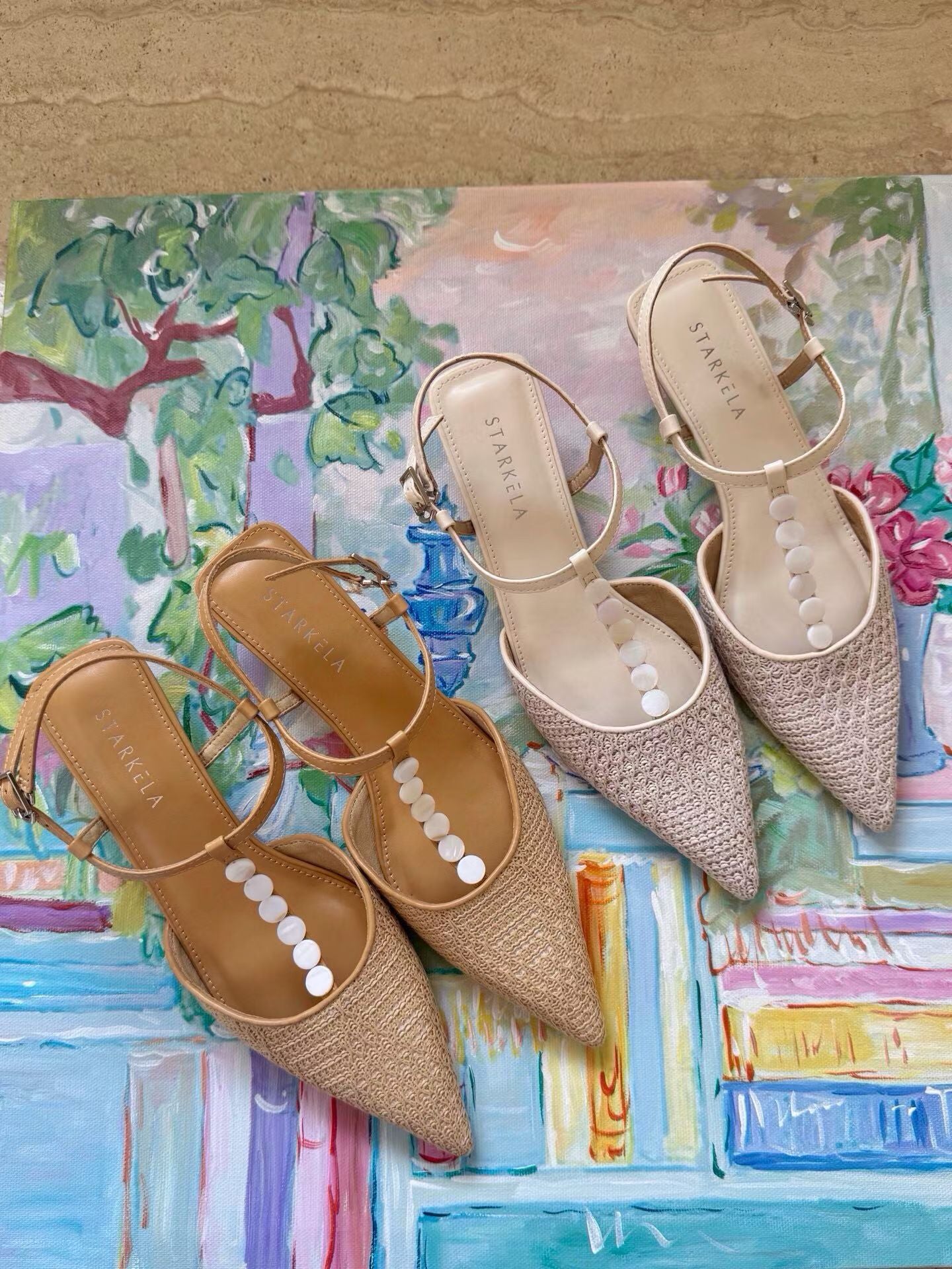 Ocean Pearl Slingback Heels ST803