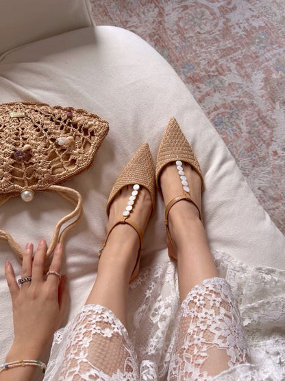 Ocean Pearl Slingback Heels ST803