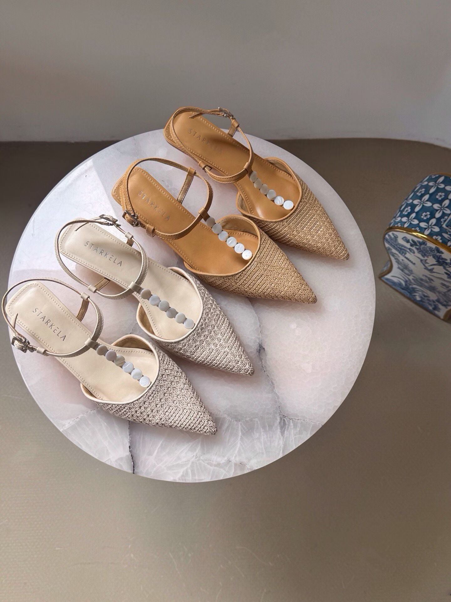 Ocean Pearl Slingback Heels ST803