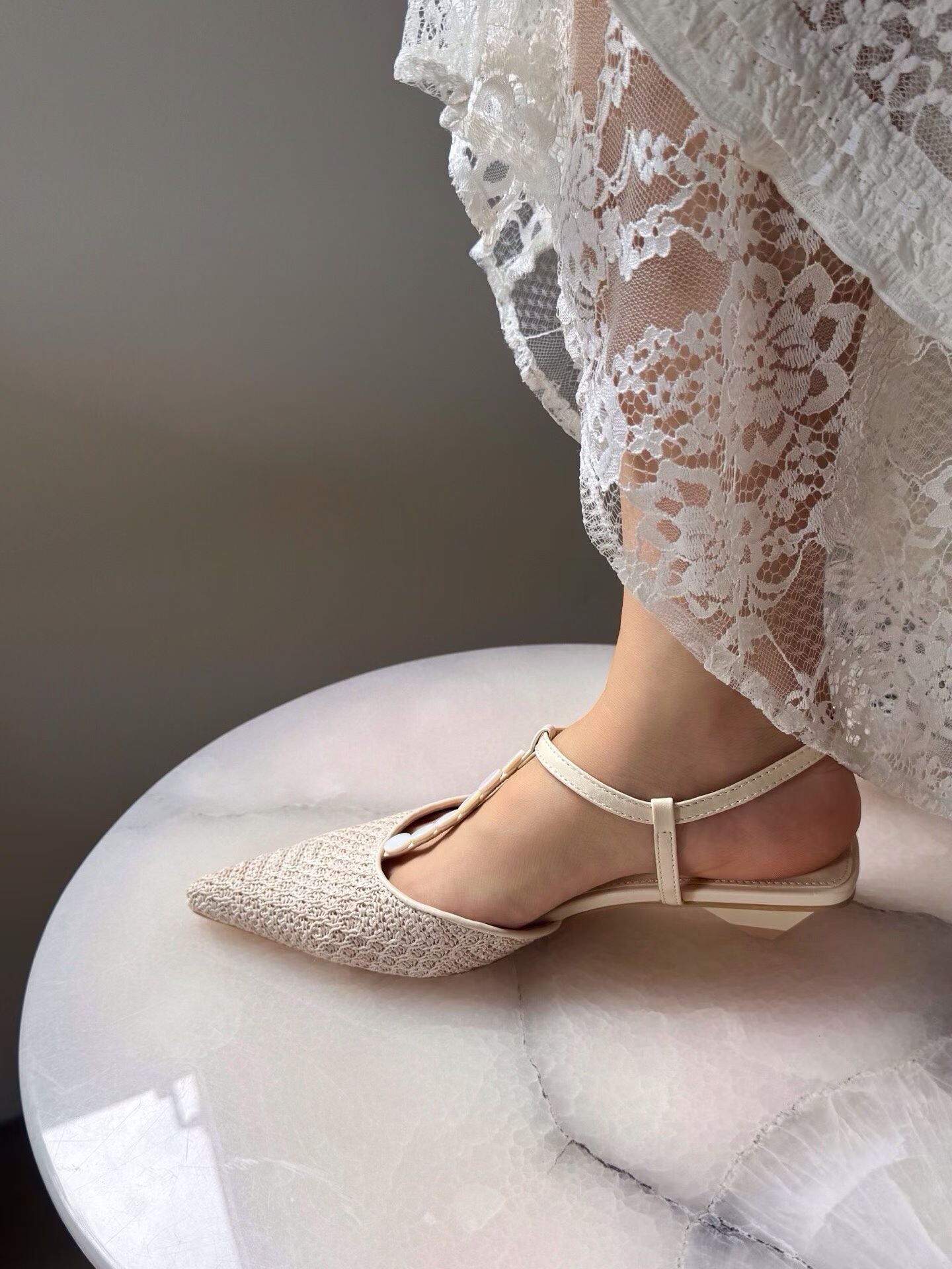 Ocean Pearl Slingback Heels ST803