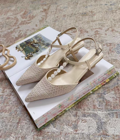 Ocean Pearl Slingback Heels ST803