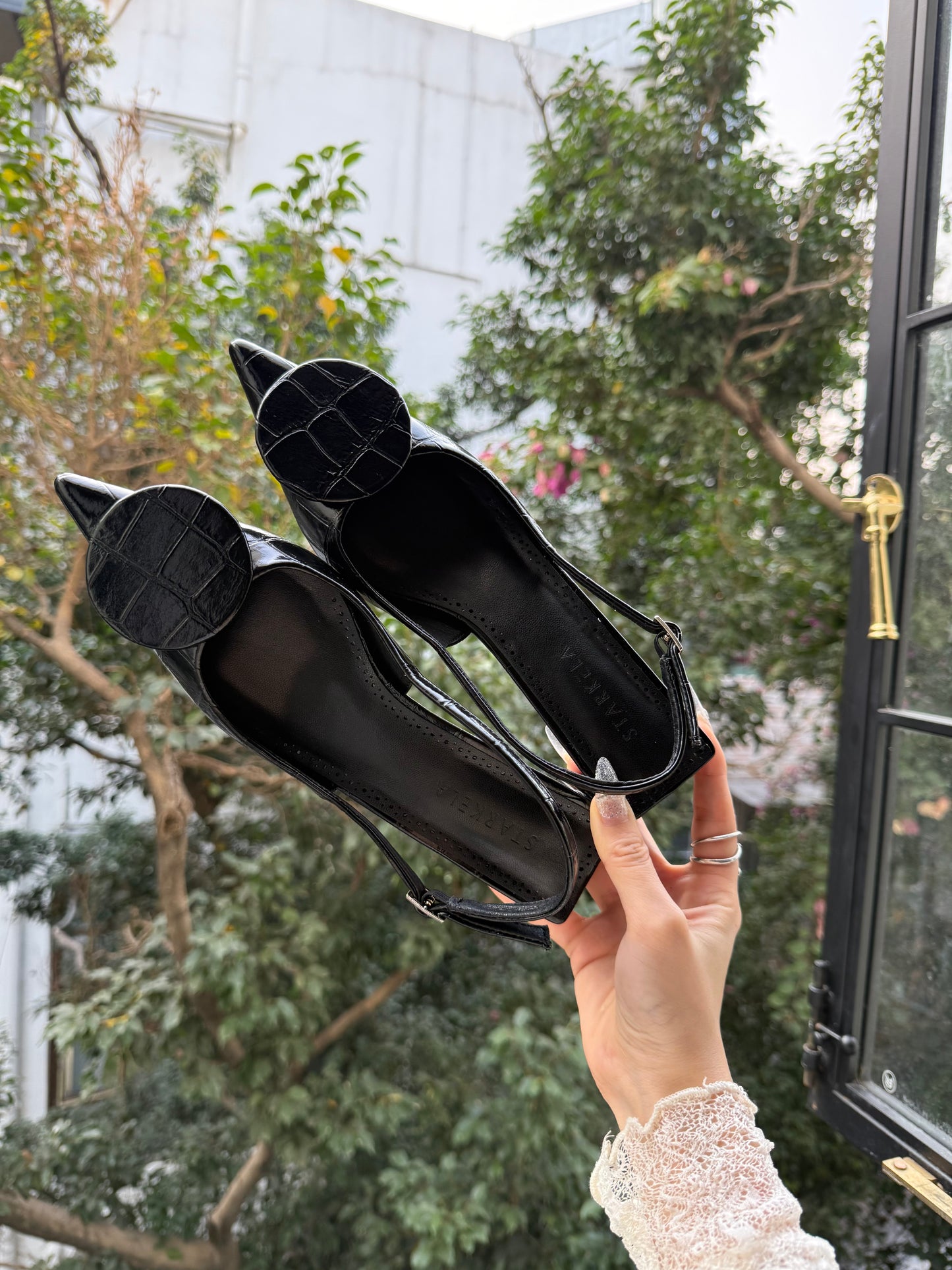 Rosette Slingback Heels ST819