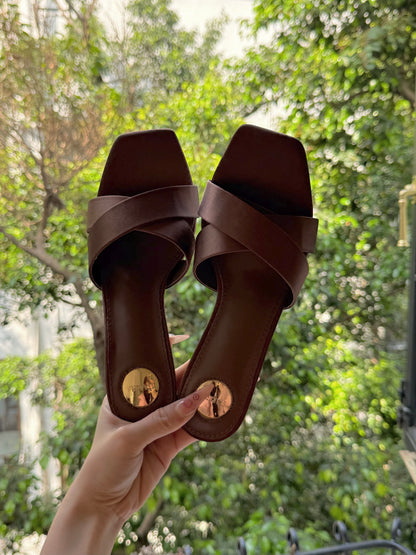 Satin Petal Cross Heels Sandals ST836