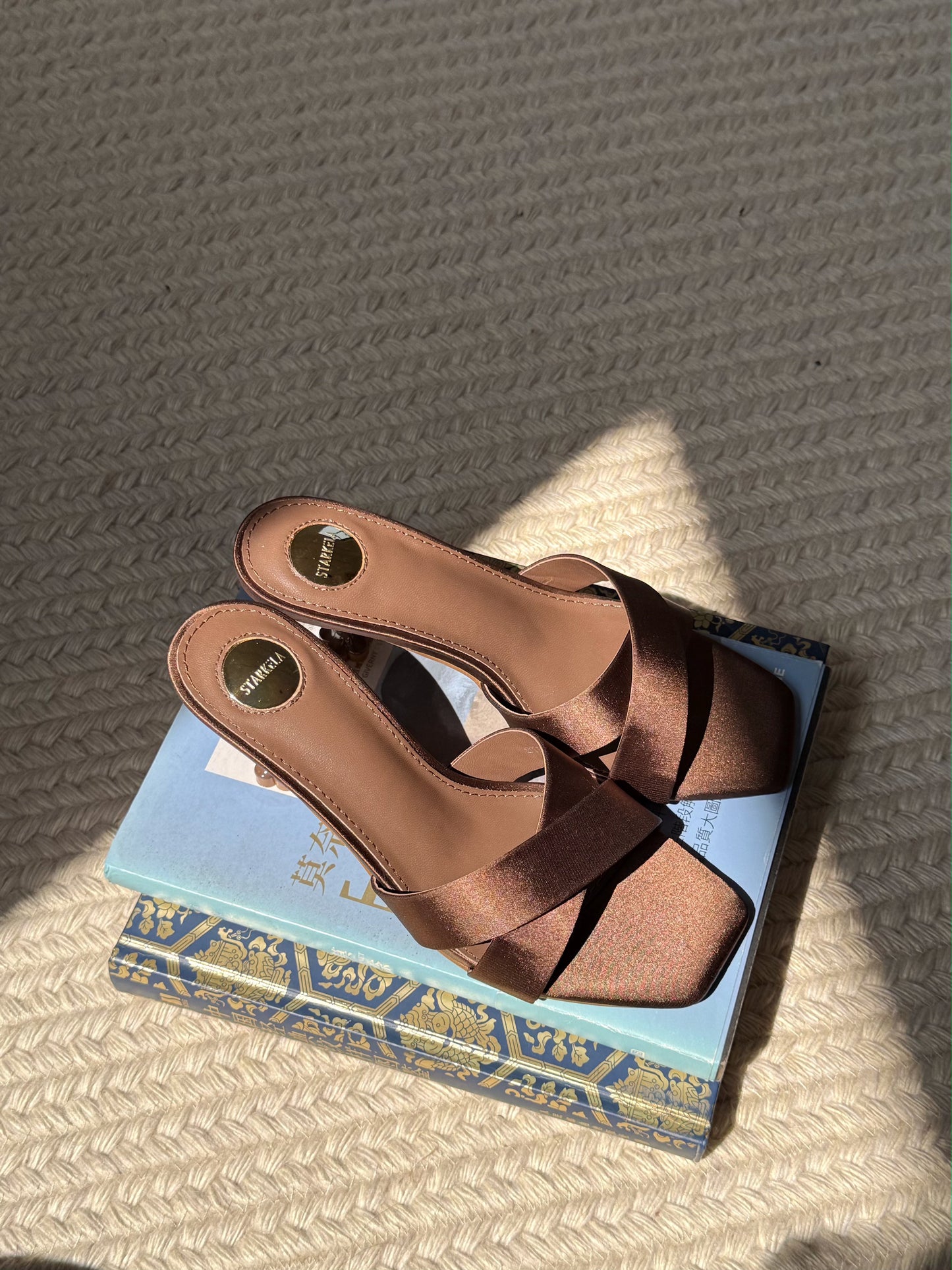 Satin Petal Cross Heels Sandals ST836