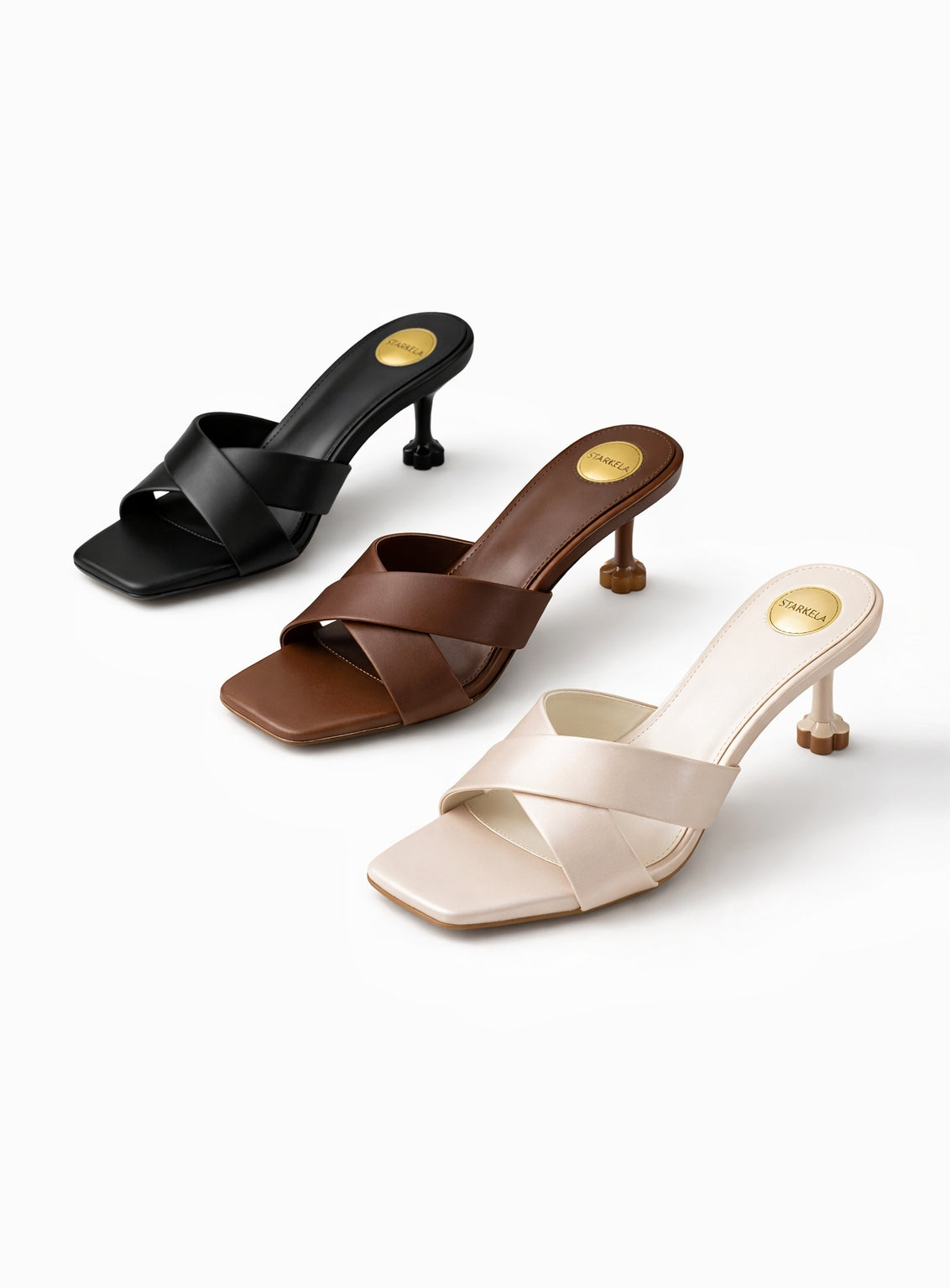 Satin Petal Cross Heels Sandals ST836