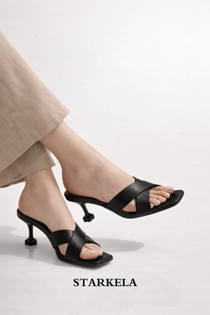 Satin Petal Cross Heels Sandals ST836