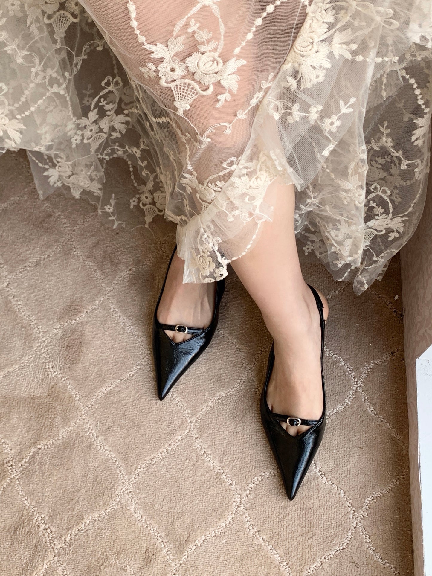 Front Strap Wedge Slingback Heels ST8-270
