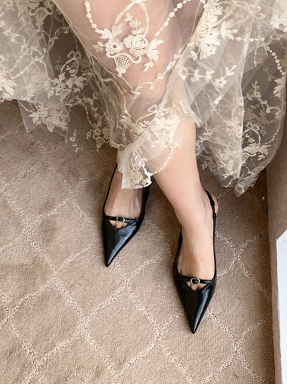 Front Strap Wedge Slingback Heels ST8-270