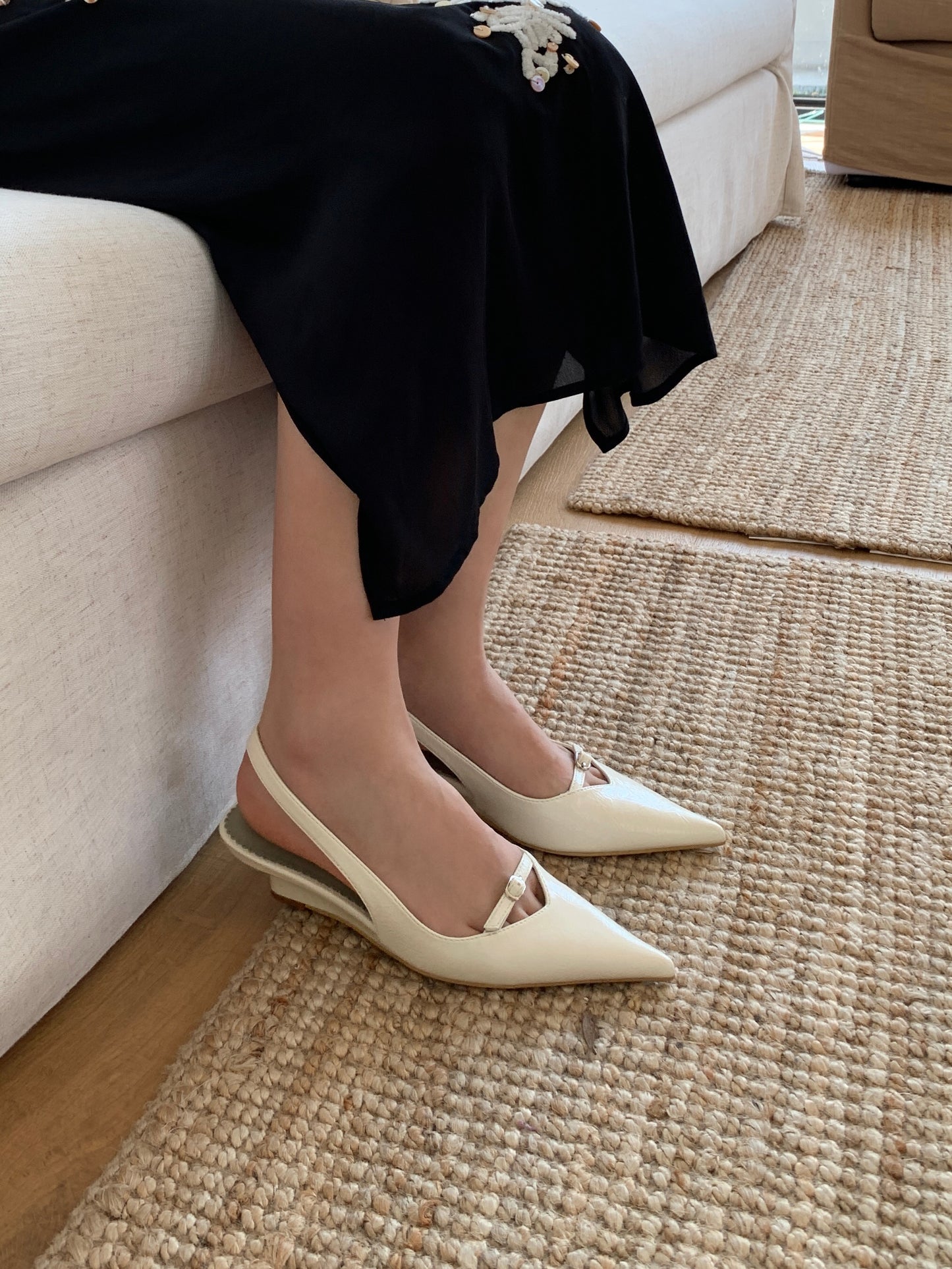 Front Strap Wedge Slingback Heels ST8-270