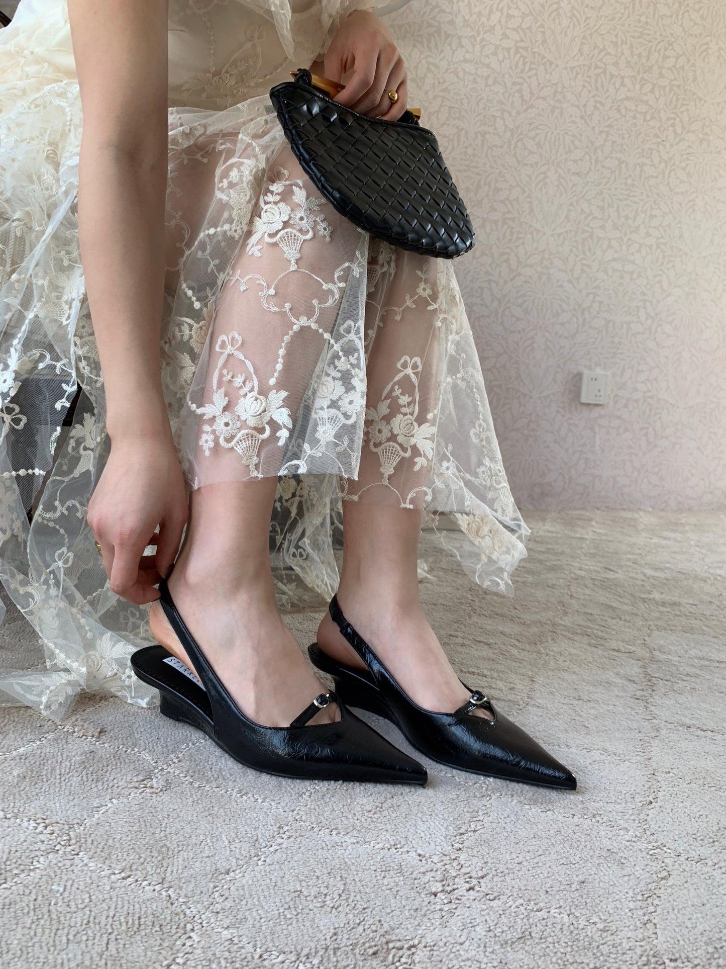 Front Strap Wedge Slingback Heels ST8-270