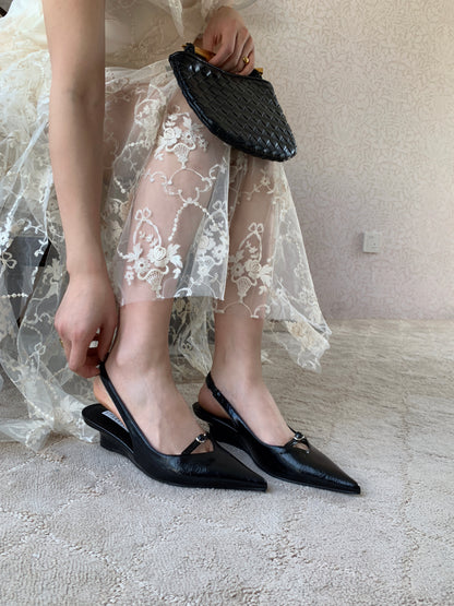 Front Strap Wedge Slingback Heels ST8-270