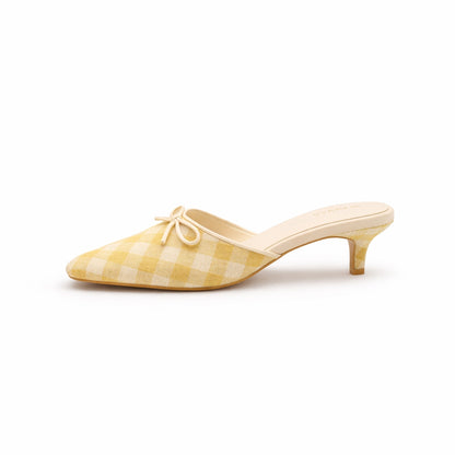Ribbon Texture Gimgham Mules ST858