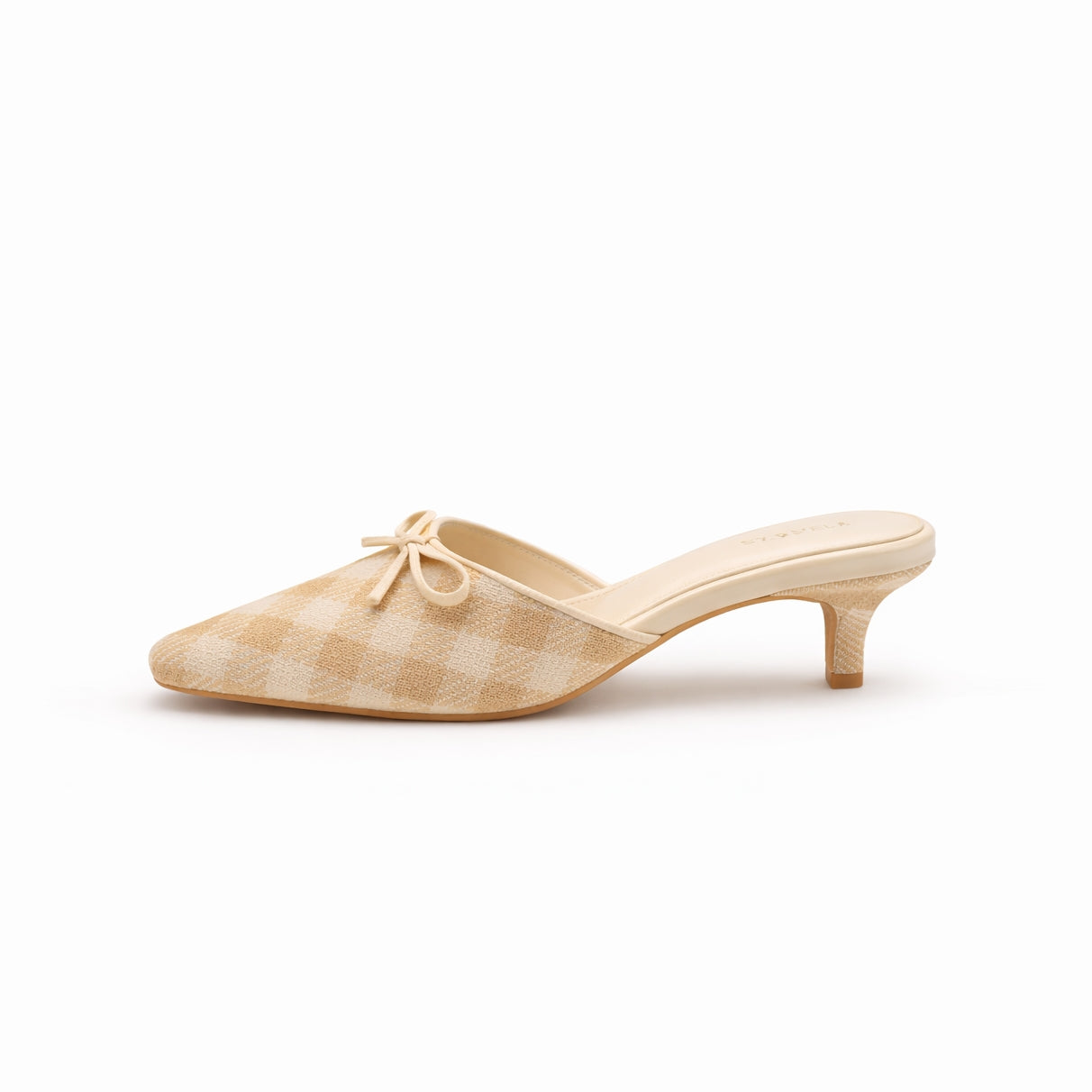 Ribbon Texture Gimgham Mules ST858