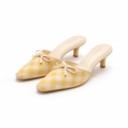 Ribbon Texture Gimgham Mules ST858
