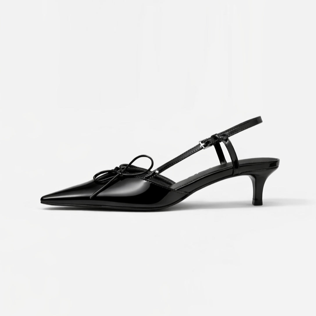 Ribbon Slingback Kitten Heels ST856