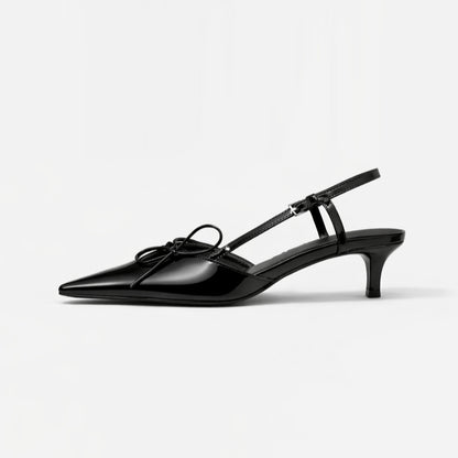 Ribbon Slingback Kitten Heels ST856