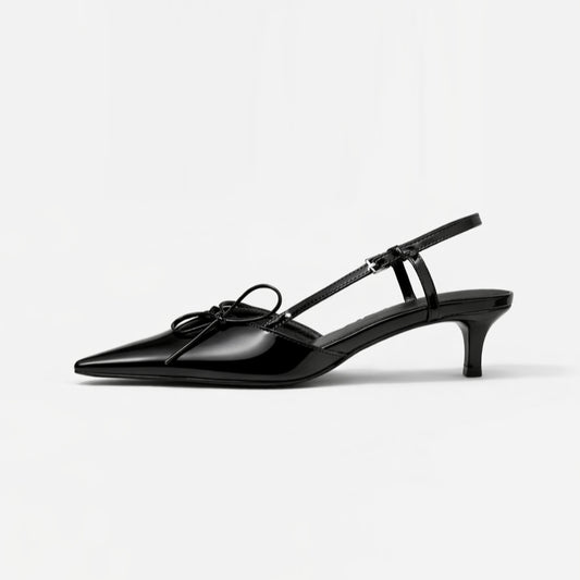 Ribbon Slingback Kitten Heels ST856