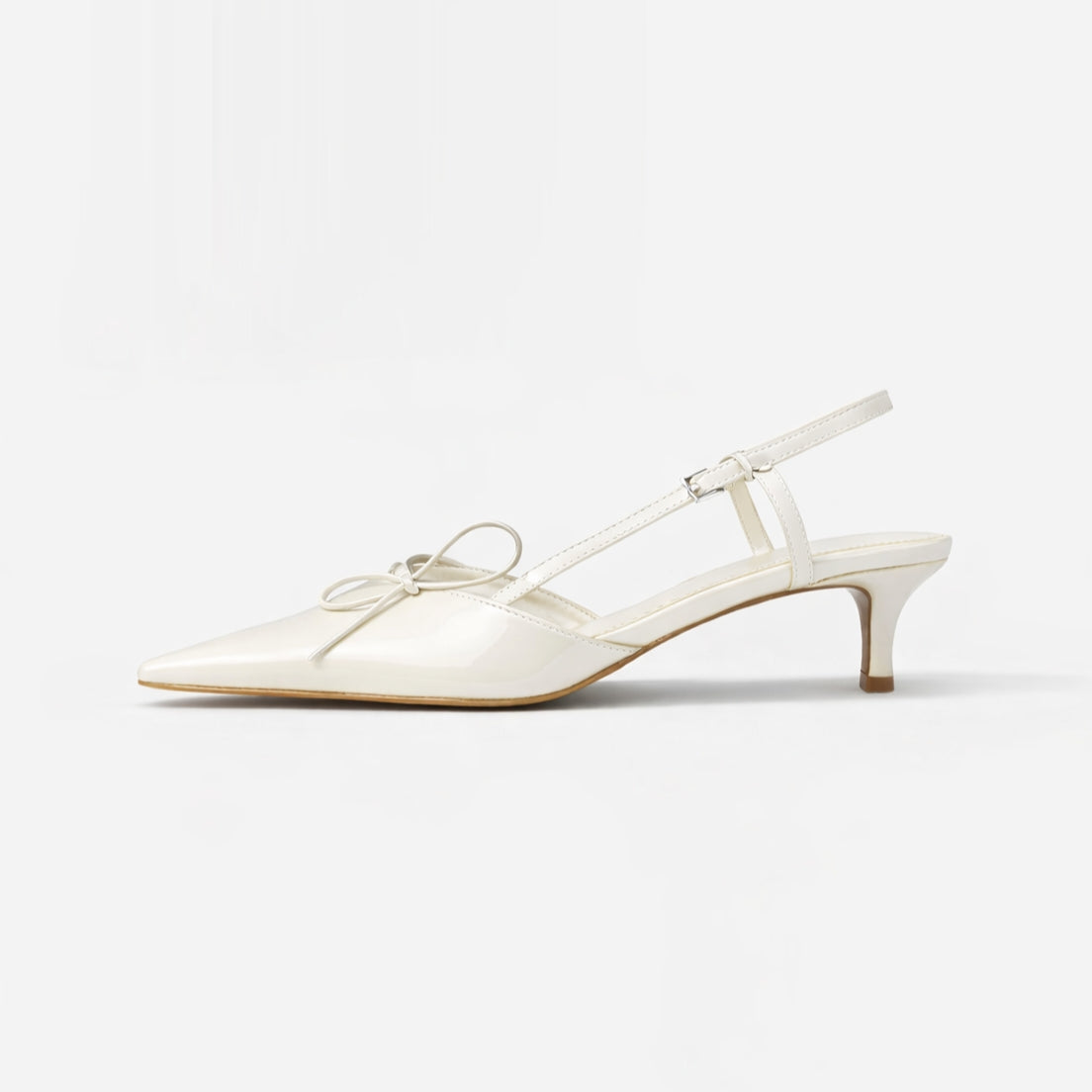 Ribbon Slingback Kitten Heels ST856