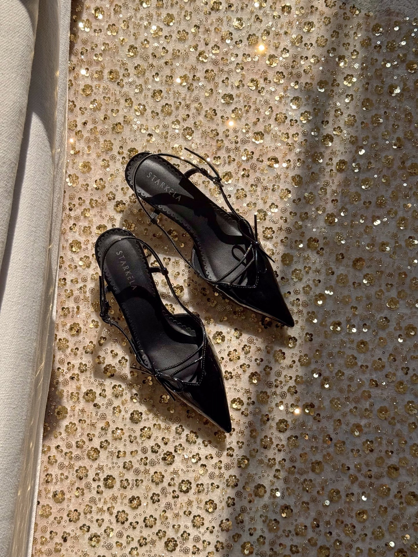 Ribbon Slingback Kitten Heels ST856