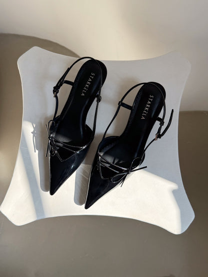 Ribbon Slingback Kitten Heels ST856