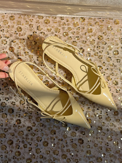 Ribbon Slingback Kitten Heels ST856