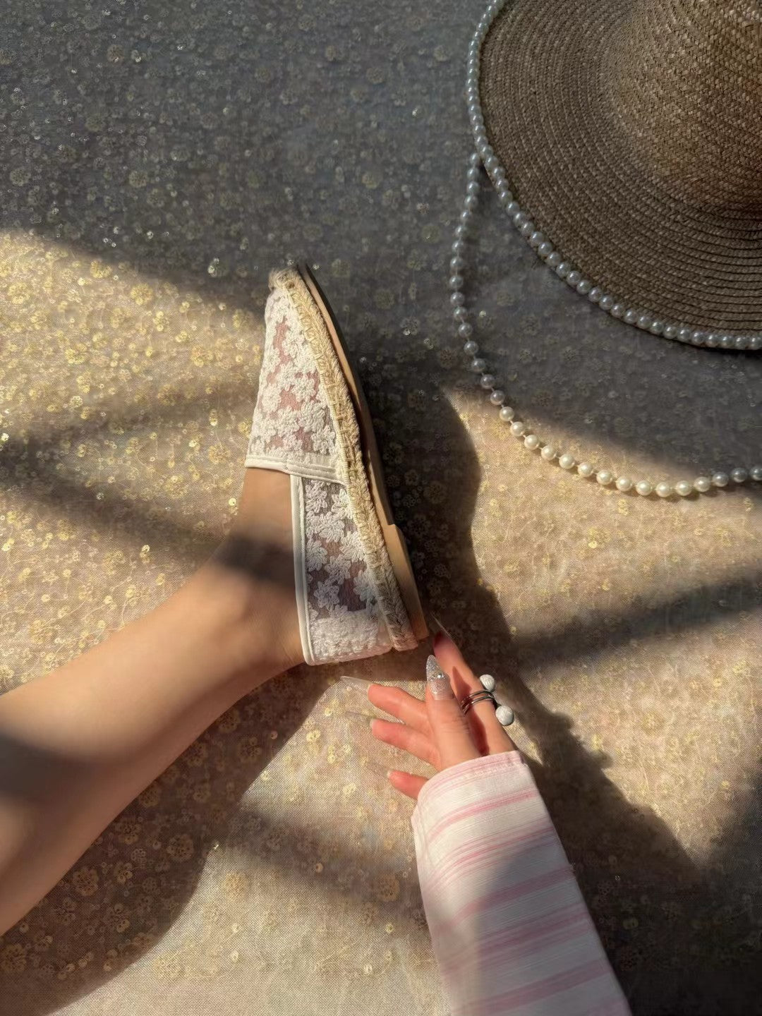 Fleur Lace Espadrilles Flat SH606