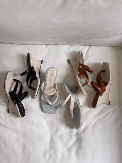 Riviera Linen Wedge Heels ST813