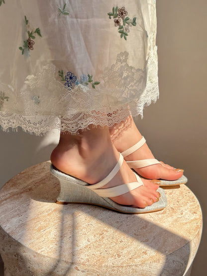 Riviera Linen Wedge Heels ST813