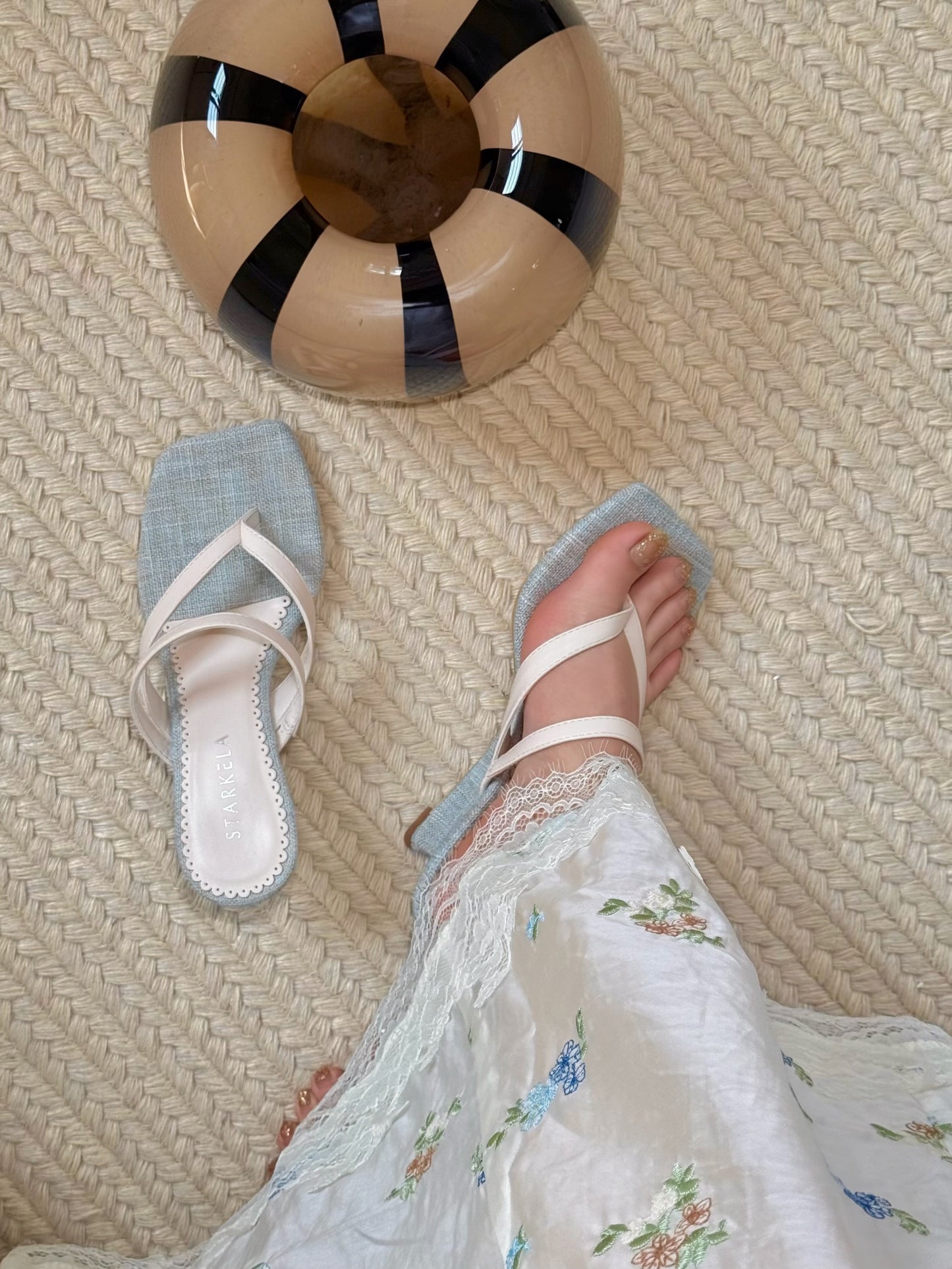 Riviera Linen Wedge Heels ST813