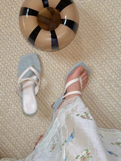 Riviera Linen Wedge Heels ST813
