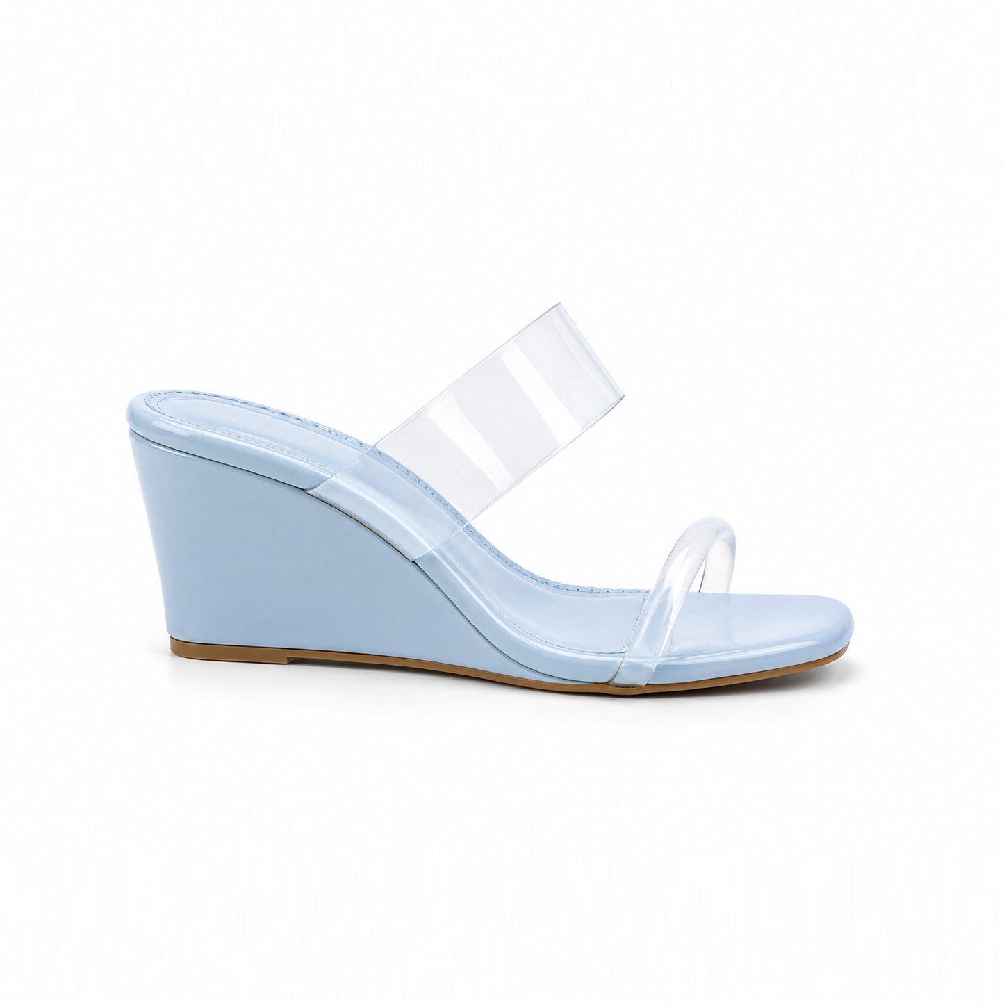 2-Straps Clear Wedge Sandals ST869
