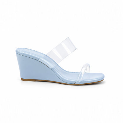 2-Straps Clear Wedge Sandals ST869