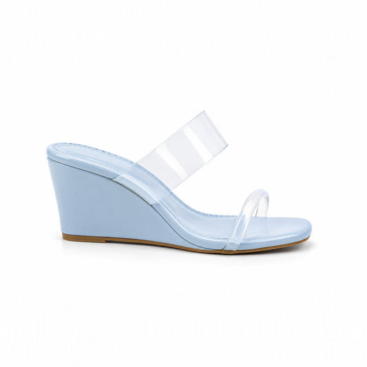 2-Straps Clear Wedge Sandals ST869