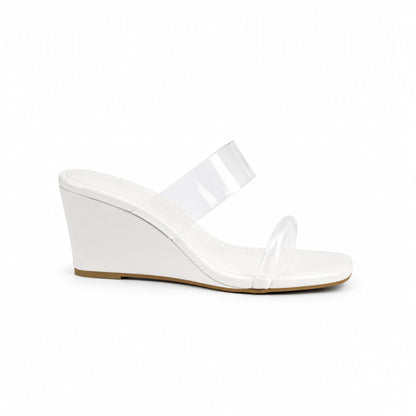 2-Straps Clear Wedge Sandals ST869