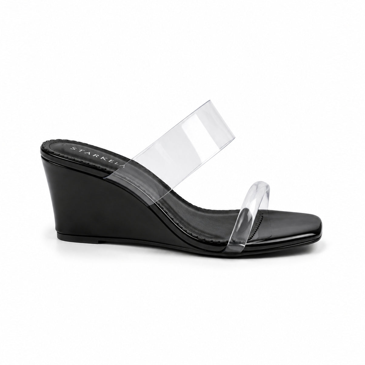 2-Straps Clear Wedge Sandals ST869