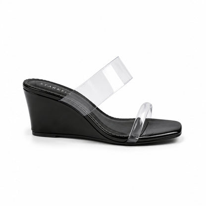 2-Straps Clear Wedge Sandals ST869