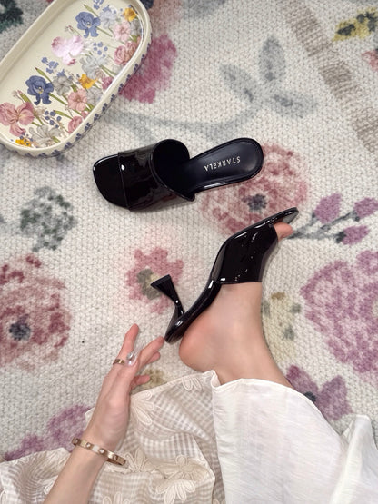 Patent Leather Curve Heels Sandals ST902