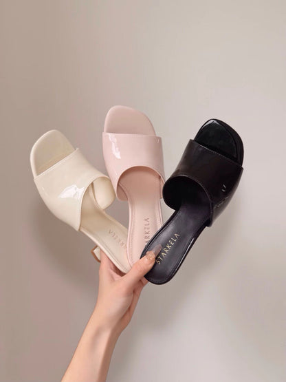 Patent Leather Curve Heels Sandals ST902