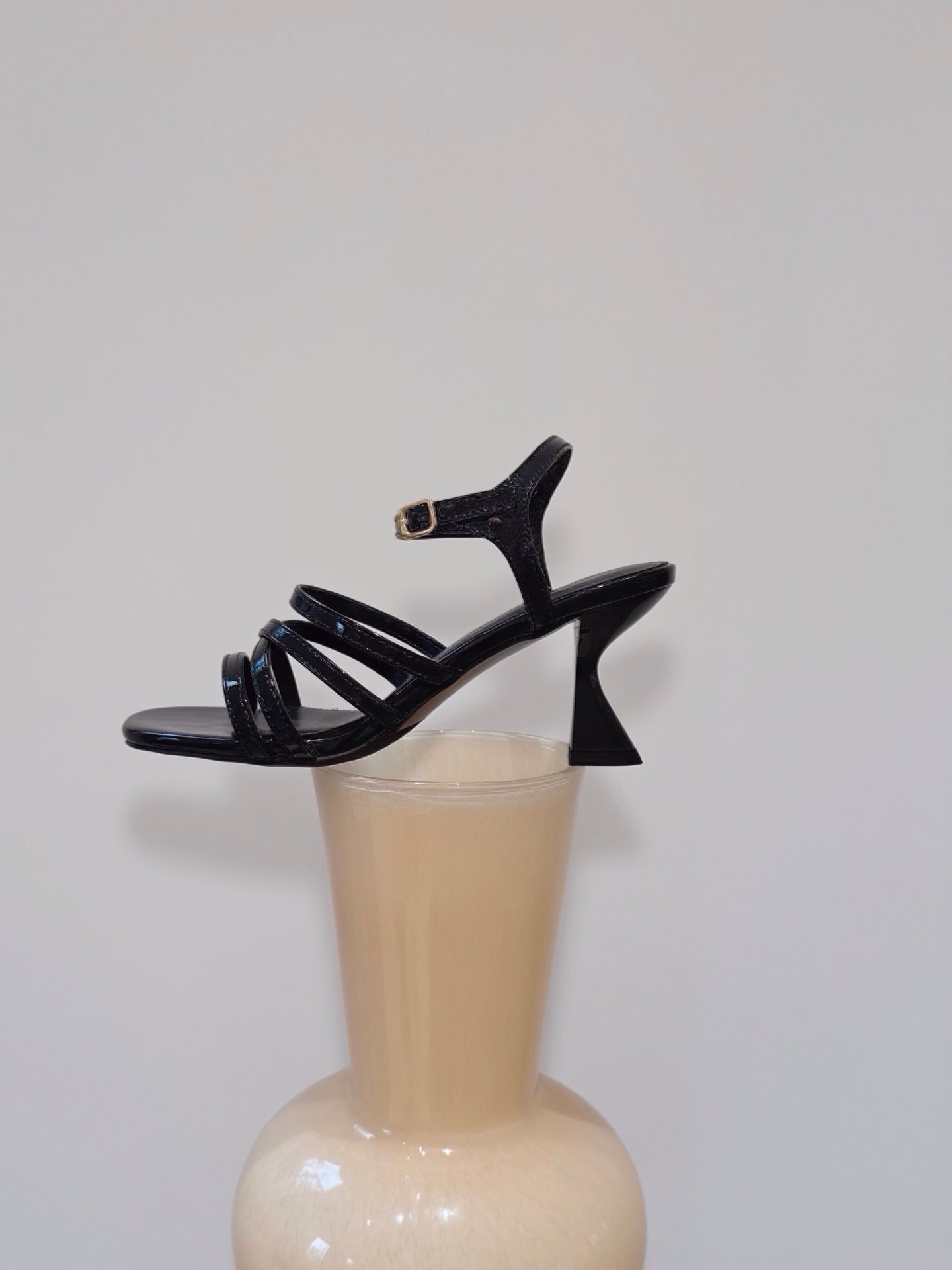 Ankle Strap Crossline Sculpted Heels ST903