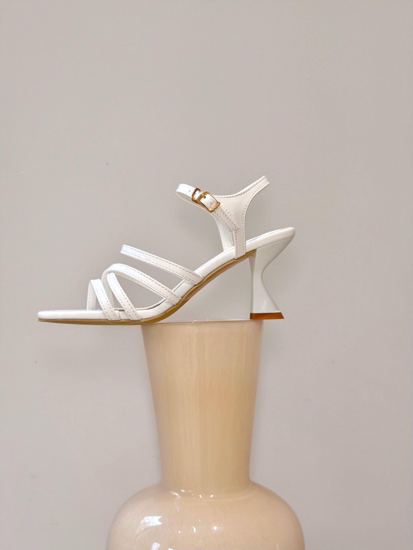 Ankle Strap Crossline Sculpted Heels ST903