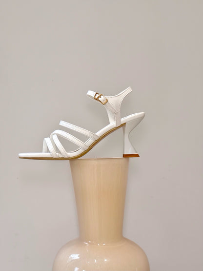 Ankle Strap Crossline Sculpted Heels ST903