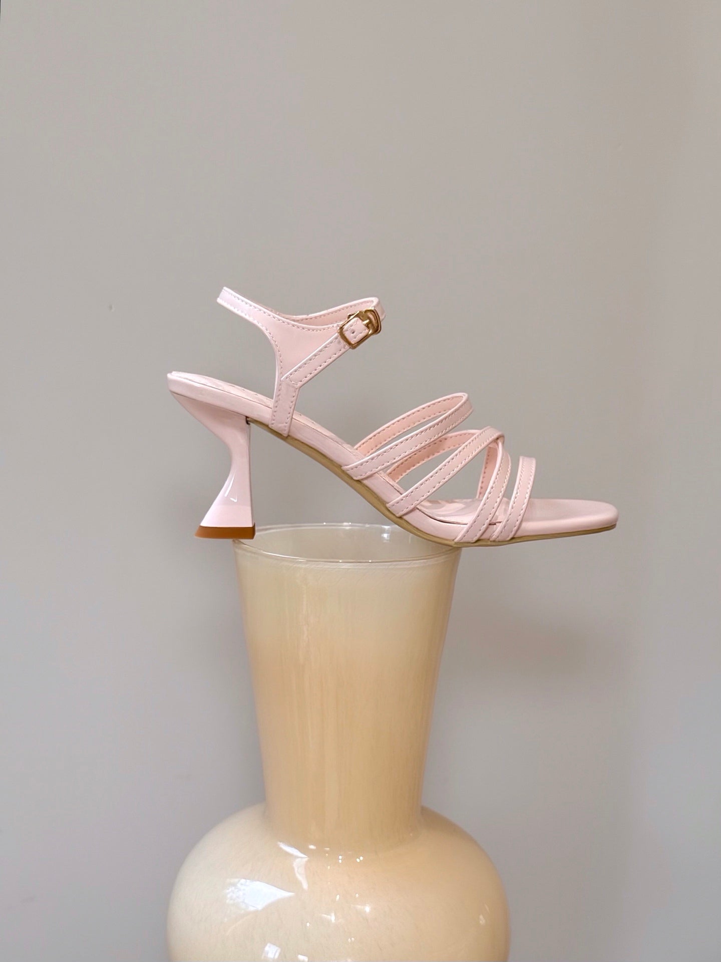Ankle Strap Crossline Sculpted Heels ST903