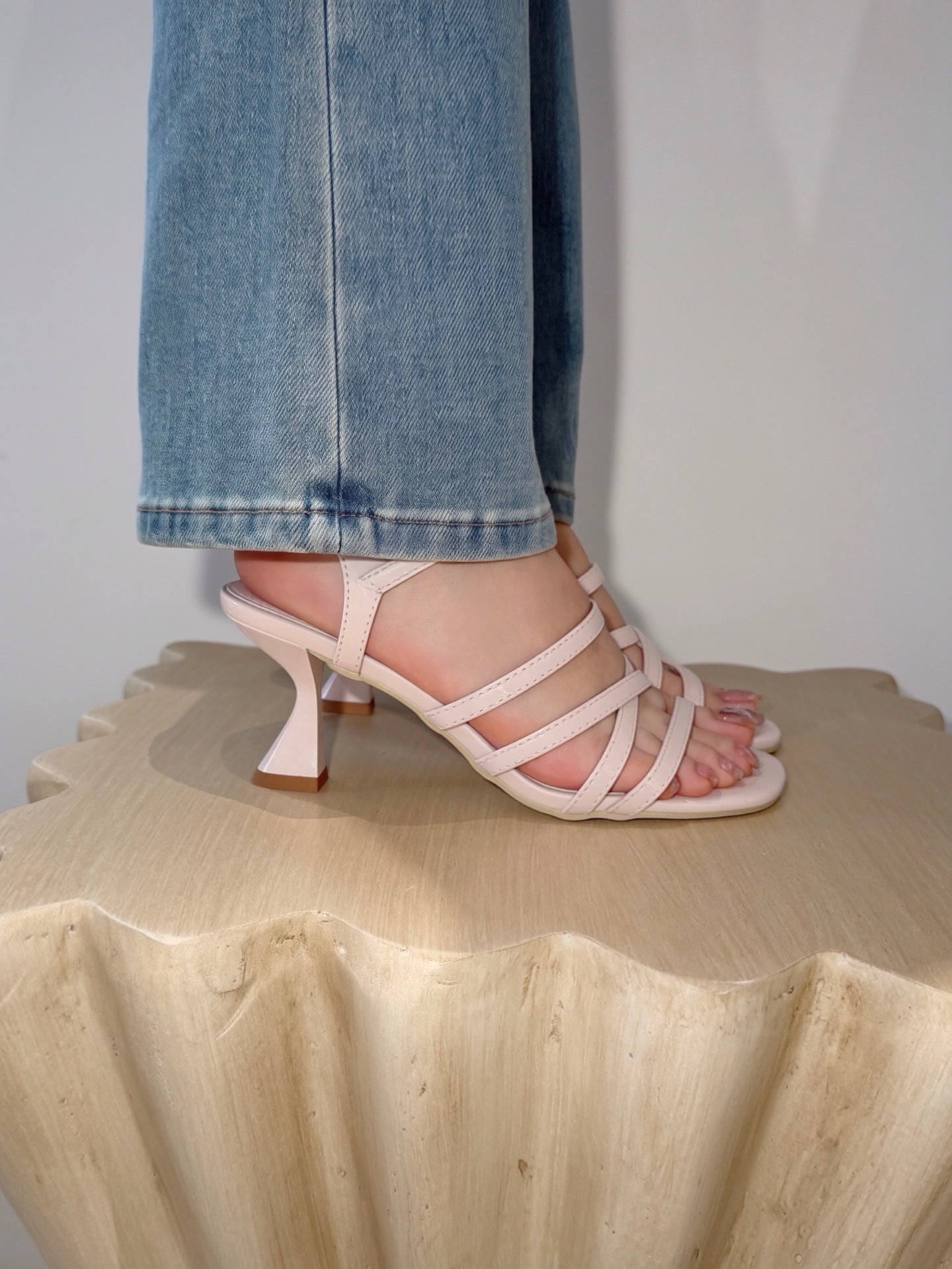 Ankle Strap Crossline Sculpted Heels ST903