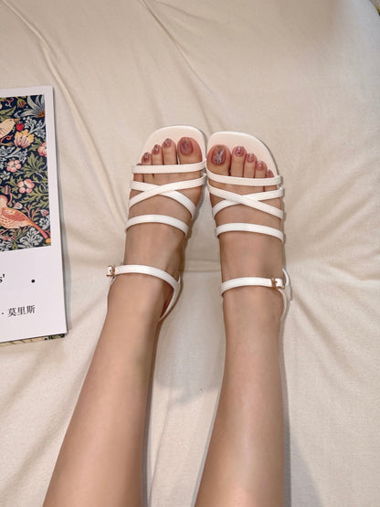 Ankle Strap Crossline Sculpted Heels ST903