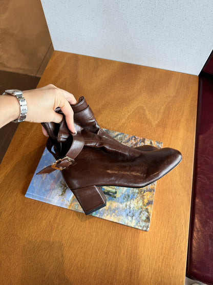 Classic Buckle Strap Ankle Boots ST939