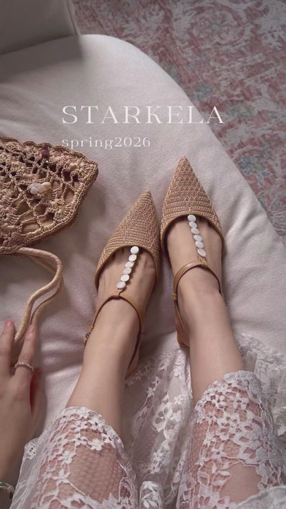 Ocean Pearl Slingback Heels ST803