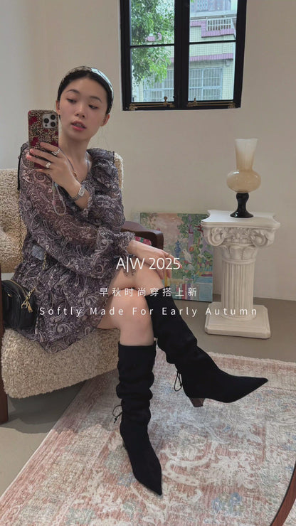 Starkela Bohemian Ruched Mid-Calf Boots