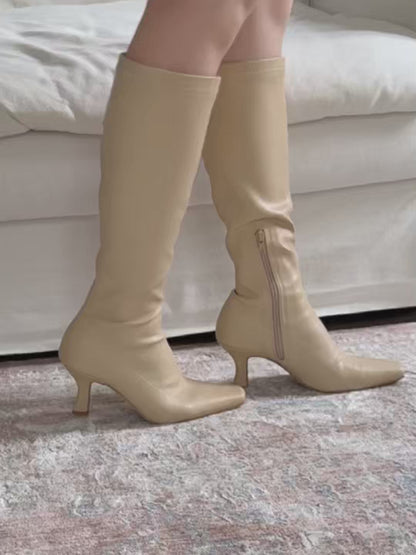 Urban Side Zipper Knee High Boots